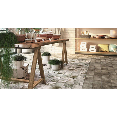 Zyx Amazonia Vloer- en wandtegel met decor 14x14cm 9mm gerectificeerd R9 porcellanato Grey