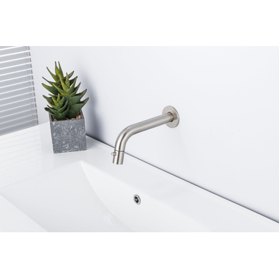 Fortifura Calvi Fonteinkraanset - inbouw - uitloop 18cm - inkortbaar - sifon - always open plug - Geborsteld RVS PVD (RVS)