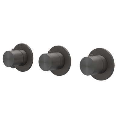 IVY Concord Regendoucheset - inbouw - symmetry - 2 stopkranen - 20cm plafondbuis - 30cm medium hoofddouche - houder met uitlaat - 150cm doucheslang - staafmodel handdouche - RVS316 - geborsteld carbon black PVD