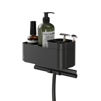 Tiger 2-Store Opbergbakje met handdoekhaak en tandenborstelhouder 25 cm Zwart