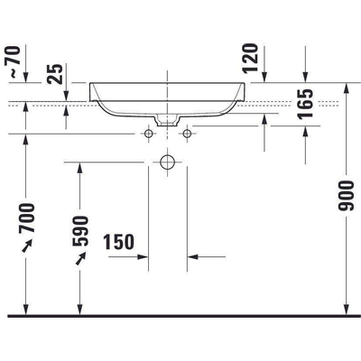 Duravit HappyD 2 Plus waskom rechthoekig zonder kraangat zonder overloop 60x40cm met keramische afdekkap wit/mat antraciet