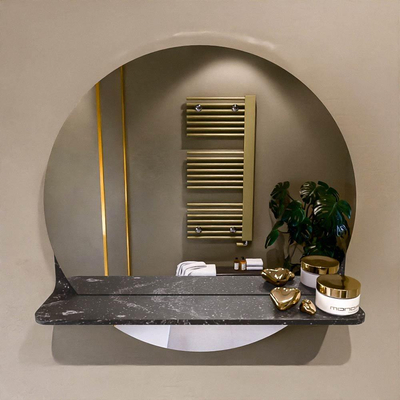 Mondiaz SPOT Badkamerspiegel - rond 50cm - spiegelplanchet - kleur Lava