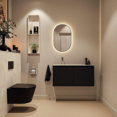 MONDIAZ TURE-DLUX 100cm toiletmeubel Urban. EDEN wastafel Ostra positie links. Zonder kraangat.