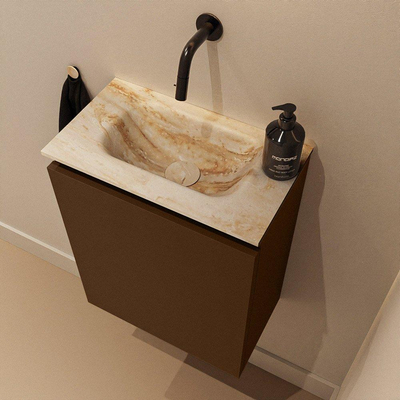 MONDIAZ TURE-DLUX 40cm toiletmeubel Rust. EDEN wastafel Frappe positie midden. Zonder kraangat.