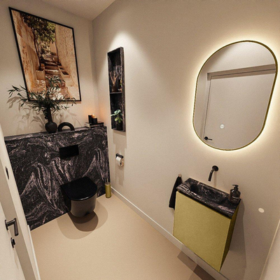 MONDIAZ TURE-DLUX 40cm toiletmeubel Oro. EDEN wastafel Lava positie midden. Zonder kraangat.