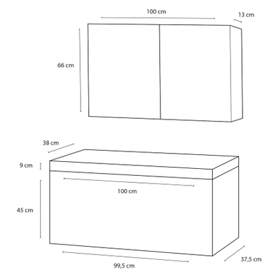 Differnz Somero badkamermeubelset Met spiegelkast FSC 100 cm hoogglans wit