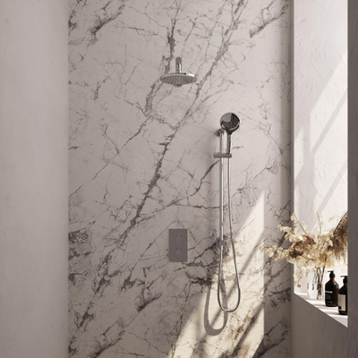 Brauer Chrome Carving Regendoucheset inbouw - hoofddouche 20cm - carving knop - handdouche Rond 3 standen - glijstang - chroom