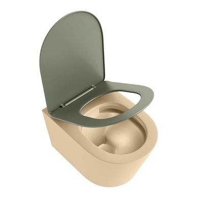 MONDIAZ LAVIE wandclosetpack - 36x53cm - diepspoel - rimless - Sand (beige) - softclose - quick-release - toiletzitting - Army (groen)
