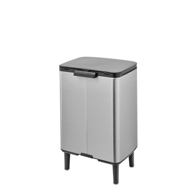 Brabantia Bo Hi Afvalemmer - 12 liter - kunststof binnenemmer - matt steel fingerprint proof