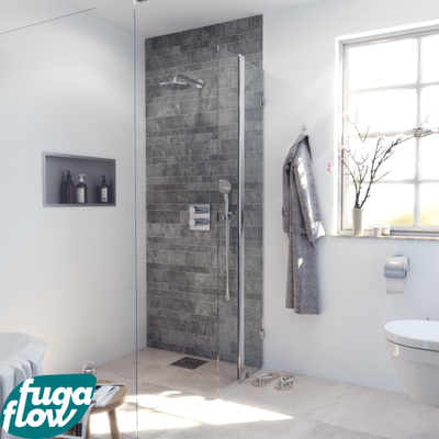 FugaFlow Efficiente Vetro inloopdouche badkamer - draaibaar deel - 30x200cm - 8mm veiligheidsglas - anti kalk - chroom