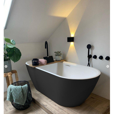 Riho Inspire vrijstaand bad - 160x75cm - met chromen badvuller - acryl wit velvet