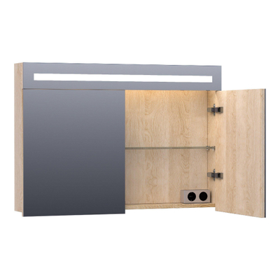 BRAUER Promise spiegelkast - 100x70x15cm -- met directe verlichting - 2 enkelzijdige spiegeldeuren - Sunlit