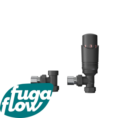FugaFlow Eccelente Acces universele radiator aansluitset haaks - mat zwart