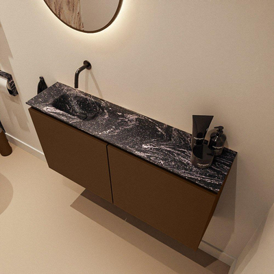 MONDIAZ TURE-DLUX 100cm toiletmeubel Rust. EDEN wastafel Lava positie links. Zonder kraangat.