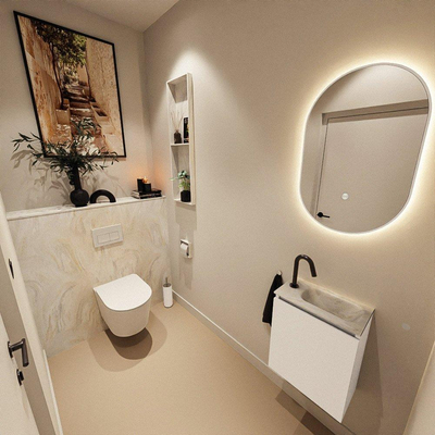 MONDIAZ TURE-DLUX 40cm toiletmeubel Talc. EDEN wastafel Ostra positie rechts. Met 1 kraangat.