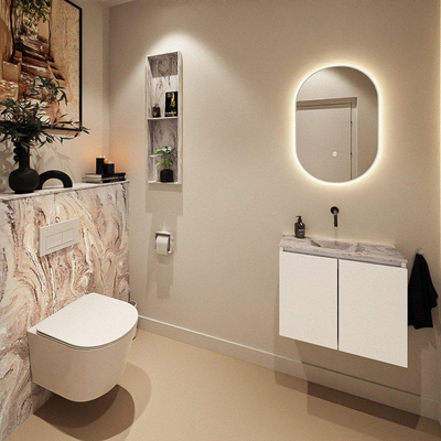 MONDIAZ TURE-DLUX 60cm toiletmeubel Talc. EDEN wastafel Glace positie midden. Zonder kraangat.