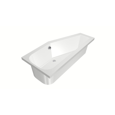 Xenz Lagoon compact ligbad - 160x75cm - met overloop - zonder afvoer - Hoekopstelling rechts - Acryl Wit