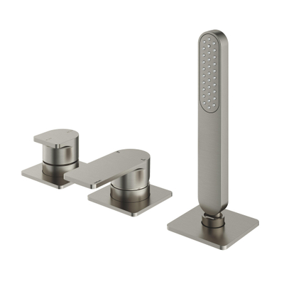 Hotbath Gal Badrandcombinatie één hendel mengkraan zonder uitloop met 2 functies omstel Geborsteld nikkel PVD