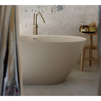 Zeza Element Vrijstaand Bad - 175x76x60cm - solid surface - mat licht grijs