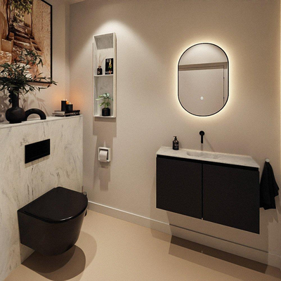 MONDIAZ TURE-DLUX 80cm toiletmeubel Urban. EDEN wastafel Opalo positie midden. Zonder kraangat.