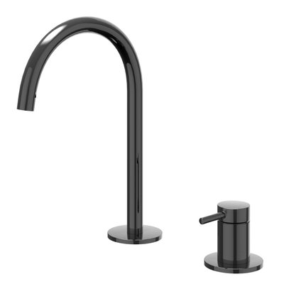 IVY Bond Wastafelmengkraan - 2-gats - bladmontage - uitloop - coldstart - Zwart chroom PVD