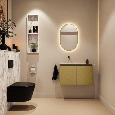 MONDIAZ TURE-DLUX 80cm toiletmeubel Oro. EDEN wastafel Glace positie links. Zonder kraangat.