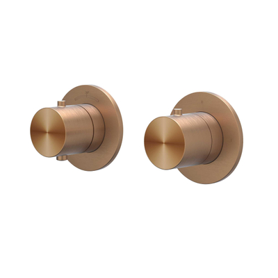 IVY Concord Afbouwdeel - voor Inbouwthermostaat - 2-weg stop-omstel - Symmetry - rond rozet - RVS316 geborsteld mat koper PVD