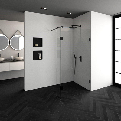 BRAUER Create Inloopdouche - 110x200cm - profielloos - 30cm - zijwand - antikalk - 8mm veiligheidsglas - antraciet mat