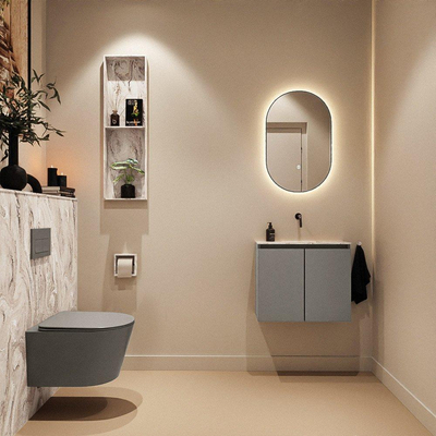 MONDIAZ TURE-DLUX 60cm toiletmeubel Smoke. EDEN wastafel Glace positie midden. Zonder kraangat.