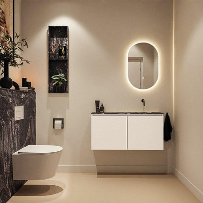 MONDIAZ TURE-DLUX 100cm toiletmeubel Talc. EDEN wastafel Lava positie rechts. Zonder kraangat.