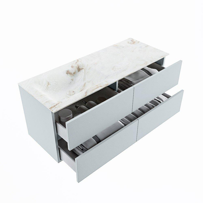 MONDIAZ VICA-DLUX Badkamermeubelset - 120cm - onderkast clay - 4 lades - inbouw wastafel cloud links - 1 kraangat - 60cm hoge versie - frape