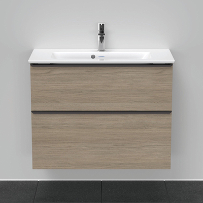 Duravit D-Neo wastafelonderkast 81x62.5x37.2cm 2 lades Eiken (terra) Mat