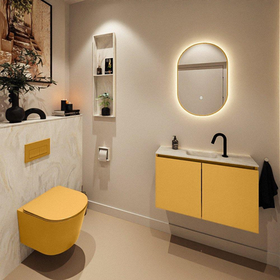 MONDIAZ TURE-DLUX 80cm toiletmeubel Ocher. EDEN wastafel Ostra positie midden. Met 1 kraangat.