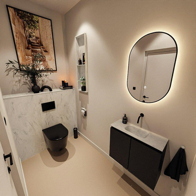 MONDIAZ TURE-DLUX 60cm toiletmeubel Urban. EDEN wastafel Opalo positie midden. Zonder kraangat.