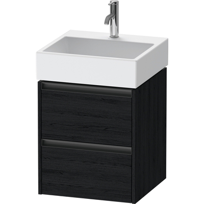 Duravit Ketho 2 wastafelonderbouwkast - 2 laden - 48.4x46x54.9cm - grepen antraciet - eiken zwart mat