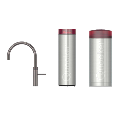 Quooker Fusion Round kokendwaterkraan - draaibare uitloop - Combi+ incl. Cube reservoir - Warm / kokend / bruisend / gefilterd water - Gunmetal