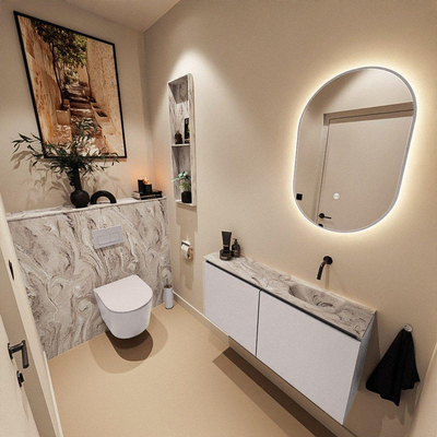 MONDIAZ TURE-DLUX 100cm toiletmeubel Cale. EDEN wastafel Glace positie rechts. Zonder kraangat.