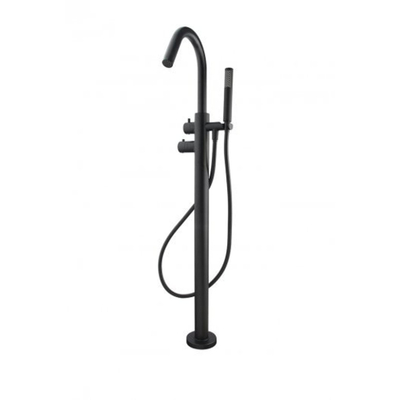 Wiesbaden Caral thermostatische badmengkraan vrijstaand mat zwart