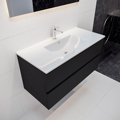 MONDIAZ VICA Badkamermeubelset - 100cm - 2 lades - wasbak Denia midden - 1 kraangat - solid surface urban
