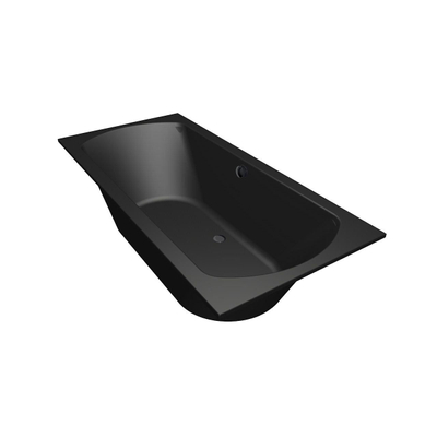 Xenz Lagoon ligbad - 190x90cm - met overloop - zonder afvoer - Acryl Ebony mat