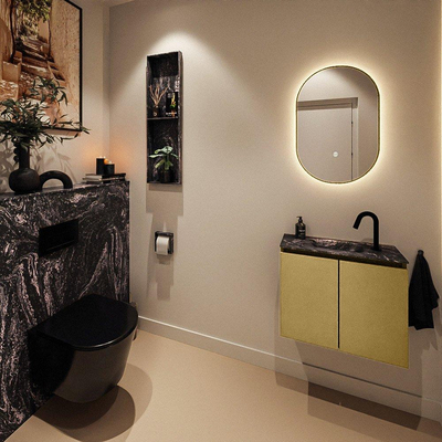 MONDIAZ TURE-DLUX 60cm toiletmeubel Oro. EDEN wastafel Lava positie midden. Met 1 kraangat.