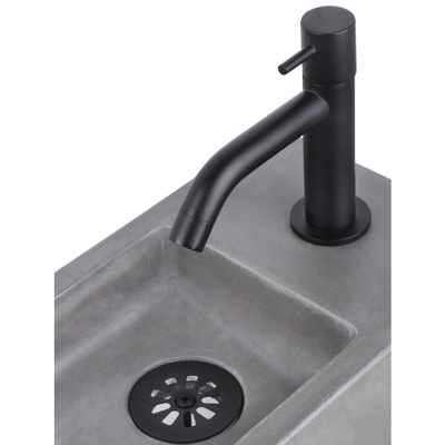 Differnz Ravo fonteinset - 38.5x18.5x25cm - Rechthoek - 1 kraangat - Gebogen matte zwarte kraan - met zwart frame - beton donkergrijs
