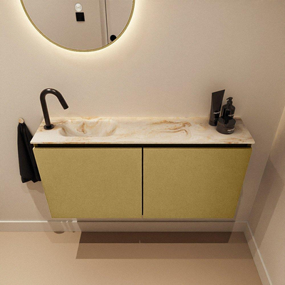 MONDIAZ TURE-DLUX 100cm toiletmeubel Oro. EDEN wastafel Frappe positie links. Met 1 kraangat.