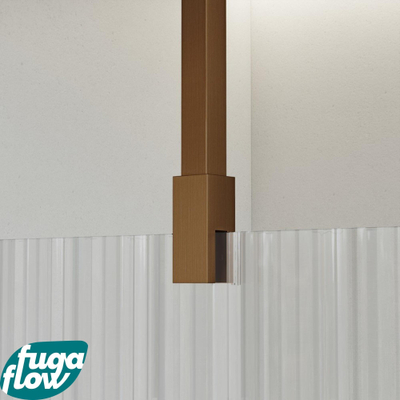 FugaFlow Eccelente Vetro inloopdouche badkamer - 50x200cm - ribbelglas - plafondarm - geborsteld koper