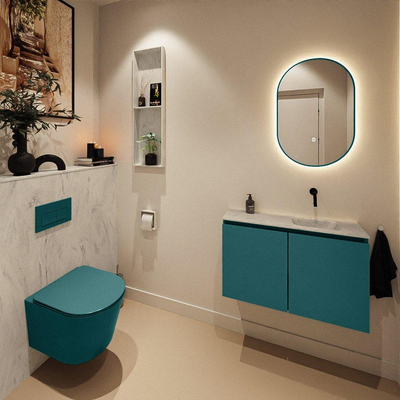 MONDIAZ TURE-DLUX 80cm toiletmeubel Smag. EDEN wastafel Opalo positie rechts. Zonder kraangat.