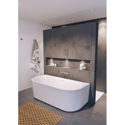 Riho Desire half vrijstaand half vrijstaand ligbad met overloop 180x84cm met Sifon Glans Wit