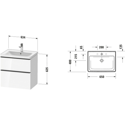 Duravit D-Neo badkamermeubelset onderkast 65x20x48cm 2 laden softclose incl. wastafel zwart eiken mat