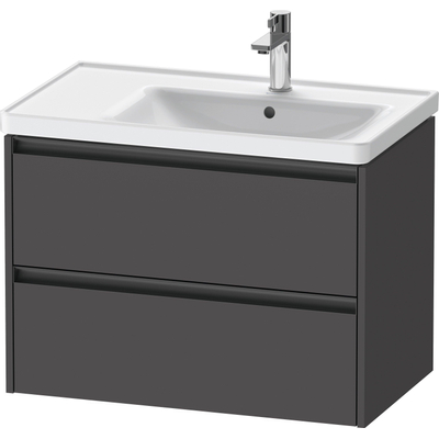 Duravit Ketho 2 wastafelonderbouwkast met 2 laden voor waskom rechts 78.4x45.5x54.9cm met grepen antraciet grafiet mat