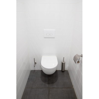 QeramiQ Push metal Bedieningsplaat Mat Wit met ronde dualflush frontbediening voor Geberit UP320 inbouwreservoir