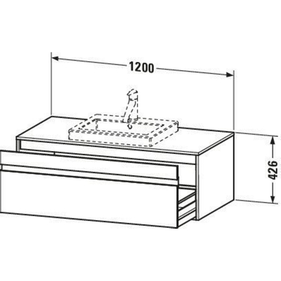 Duravit Ketho Wastafelonderkast 120x55.5x42.6cm 1 lade Standaard greep met softclose spaanplaat wit Mat